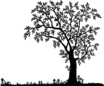 Träd, gräs och blommor